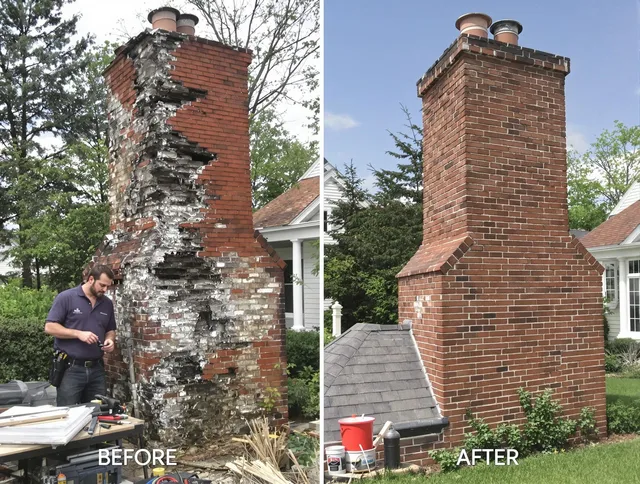 Madison Chimney Sweep performing a full chimney restoration in Madison, CT