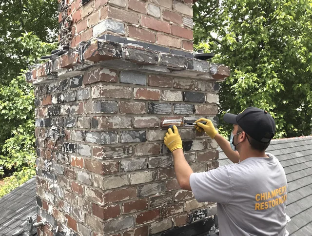 In-progress chimney restoration by Madison Chimney Sweep in Madison, CT