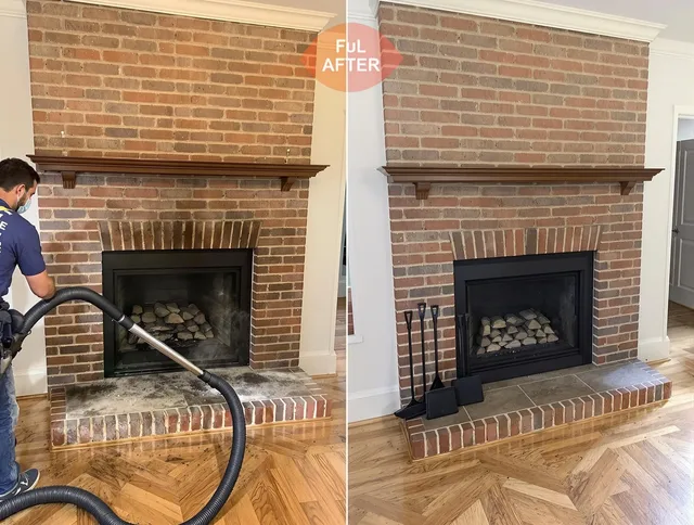 Madison Chimney Sweep carefully sanitizing a fireplace in Madison, CT