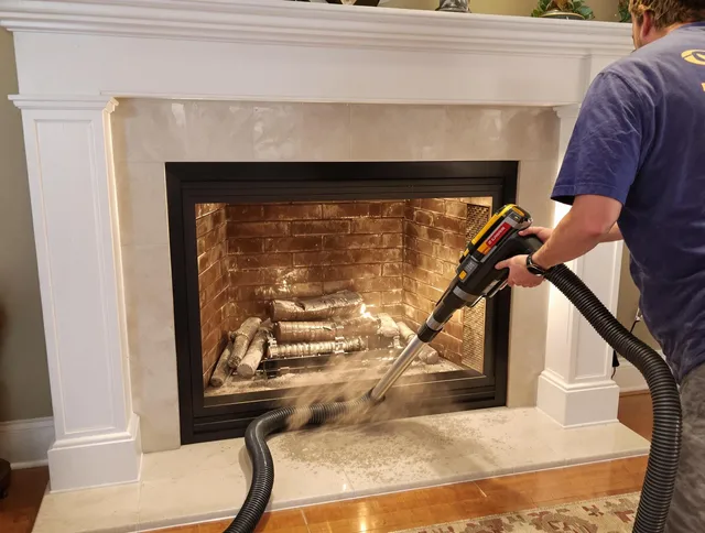 Fireplace cleaning performed by Madison Chimney Sweep in Madison, CT